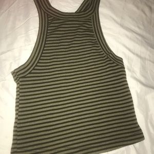Striped Olive green and Black Crop top